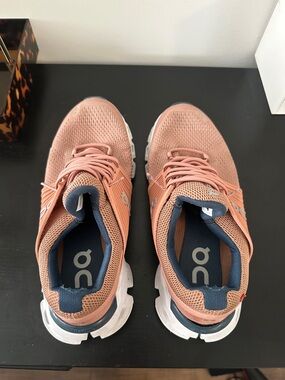 On Running Peach and Navy Athletic Sneakers